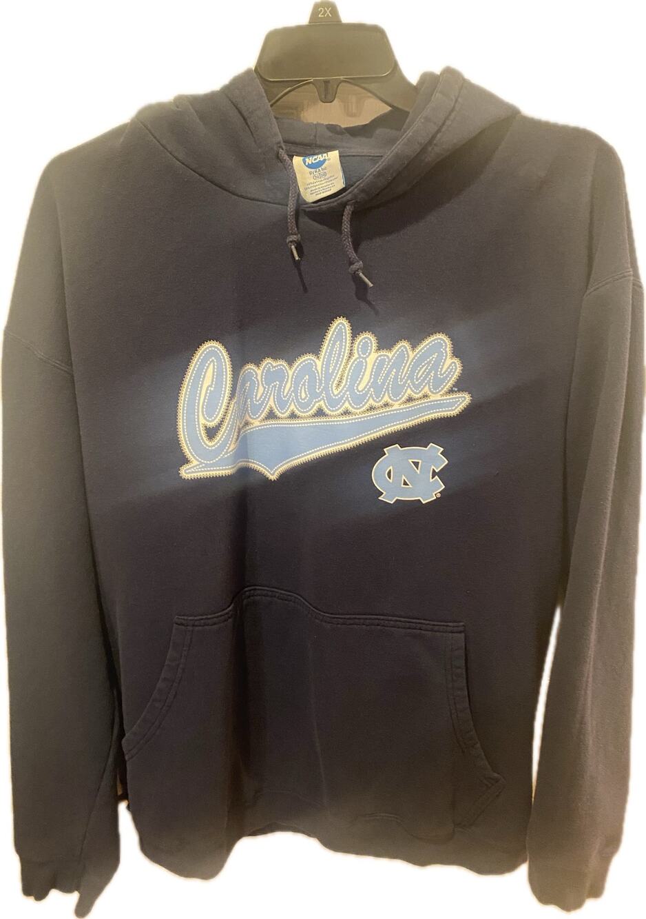 Vintage UNC Tar Heels Hoodie Sweatshirt 2XL Navy Blue Script Y2K NCAA KA Inc